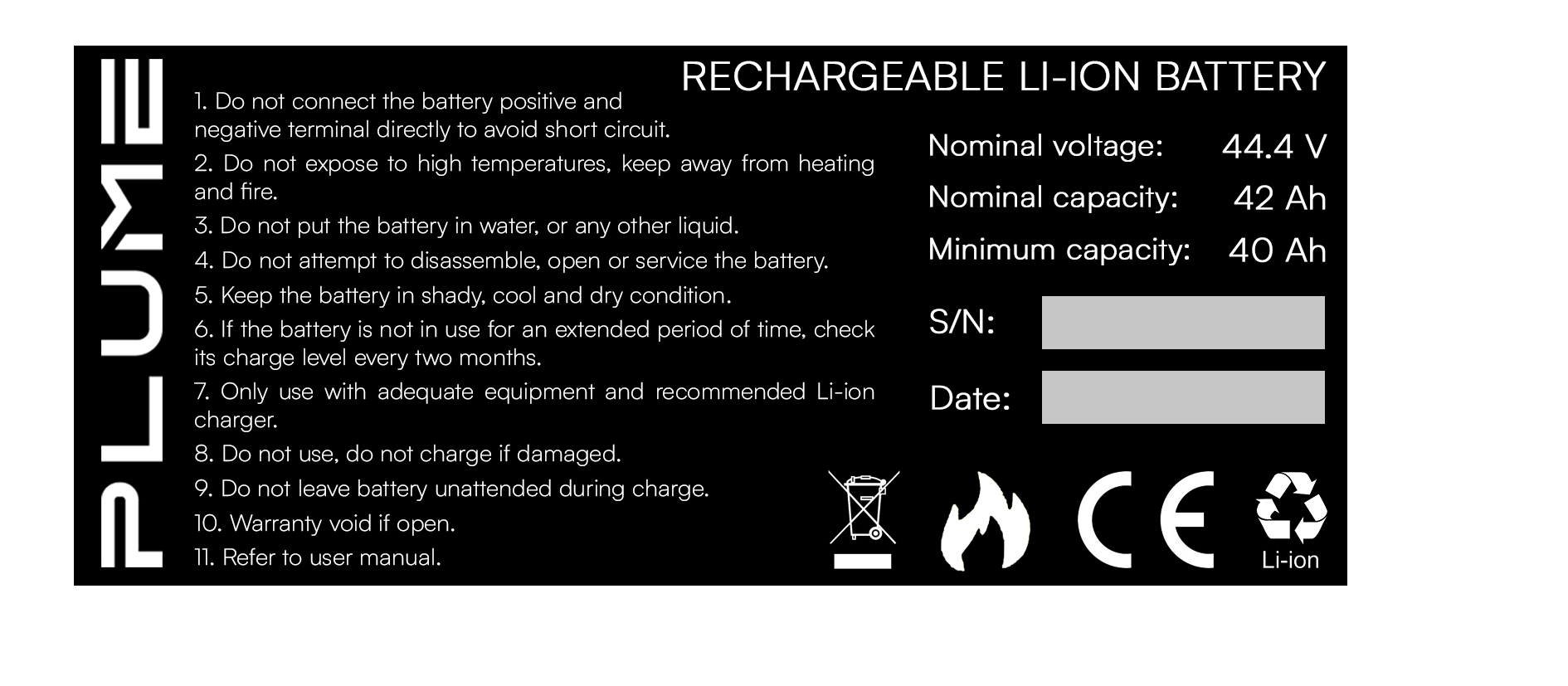 Battery label - 42.0 A.h